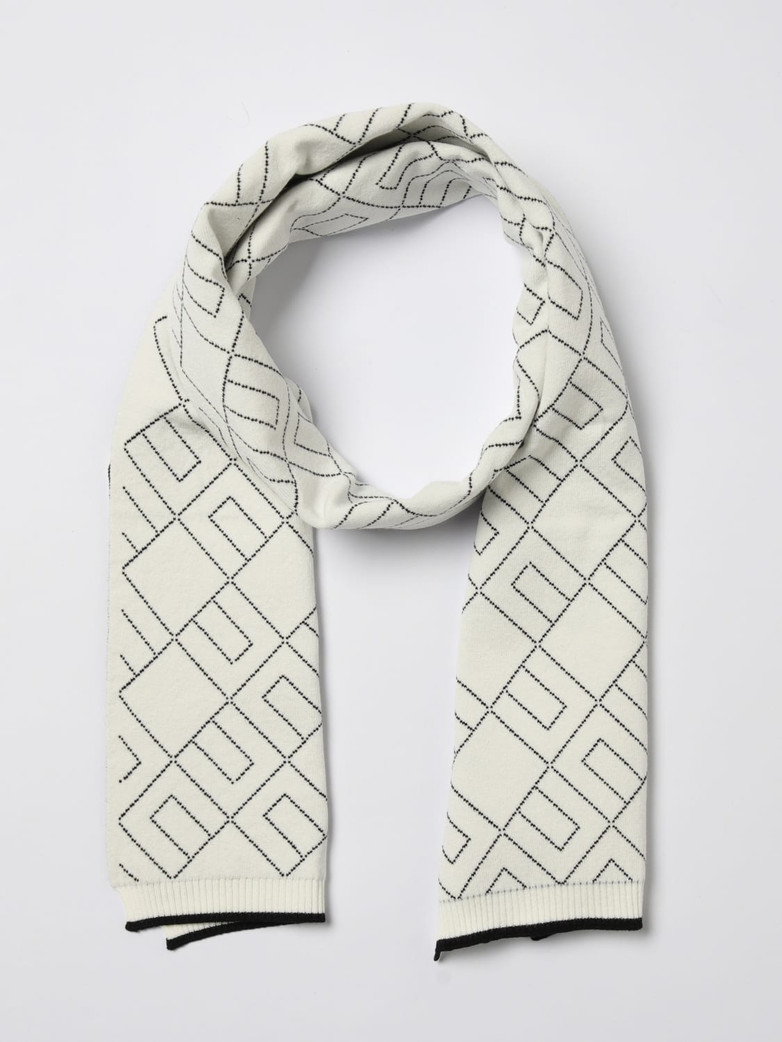 ELISABETTA FRANCHI LA MIA BAMBINA SCIARPA: Sciarpa Elisabetta Franchi La Mia Bambina in viscosa con monogram jacquard, Avorio - Img 2