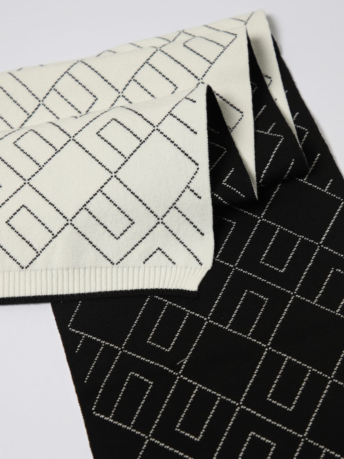 ELISABETTA FRANCHI LA MIA BAMBINA SCIARPA: Sciarpa Elisabetta Franchi La Mia Bambina in viscosa con monogram jacquard, Avorio - Img 3