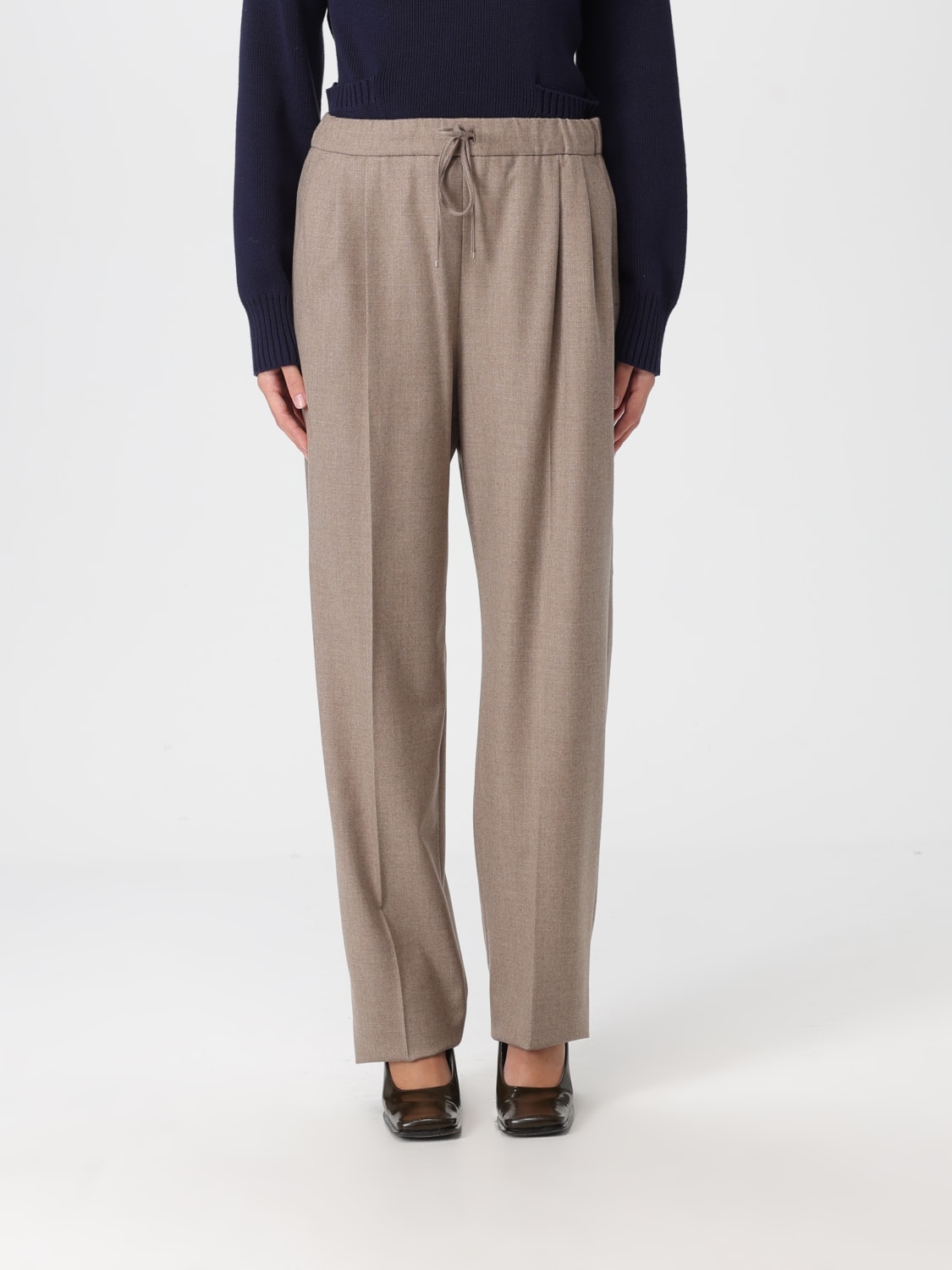 MAX MARA PANTALONI: Pantalone con coulisse Max Mara in cashmere , Kaki - Img 1