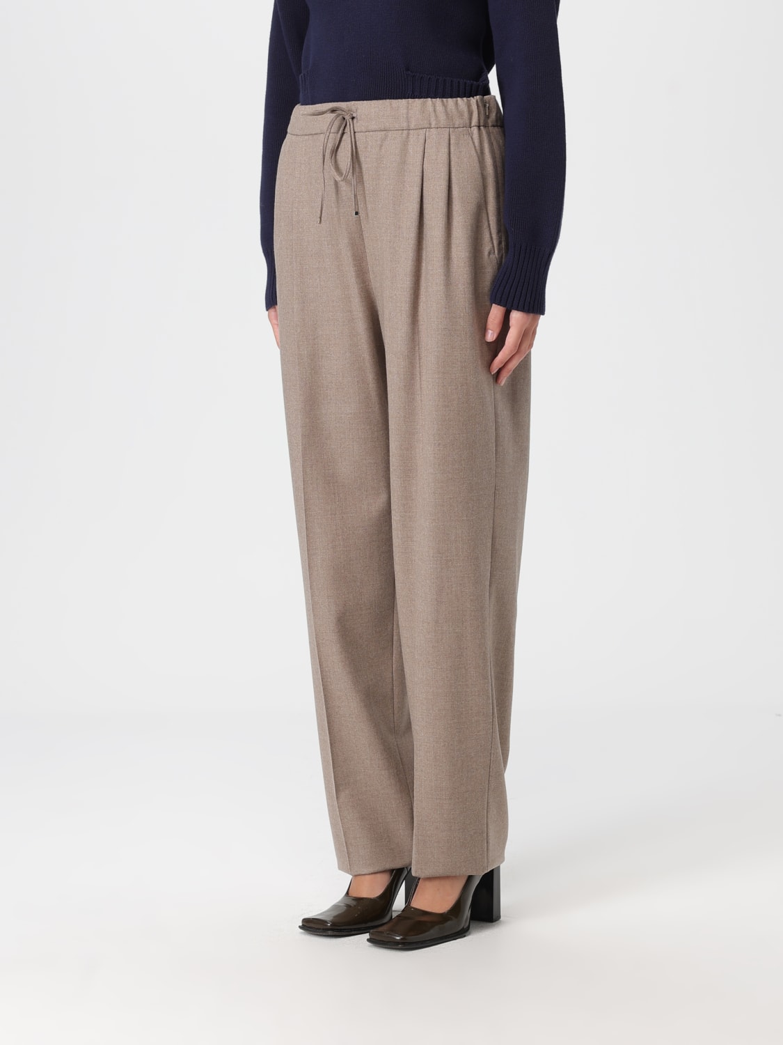 MAX MARA PANTALONI: Pantalone con coulisse Max Mara in cashmere , Kaki - Img 3
