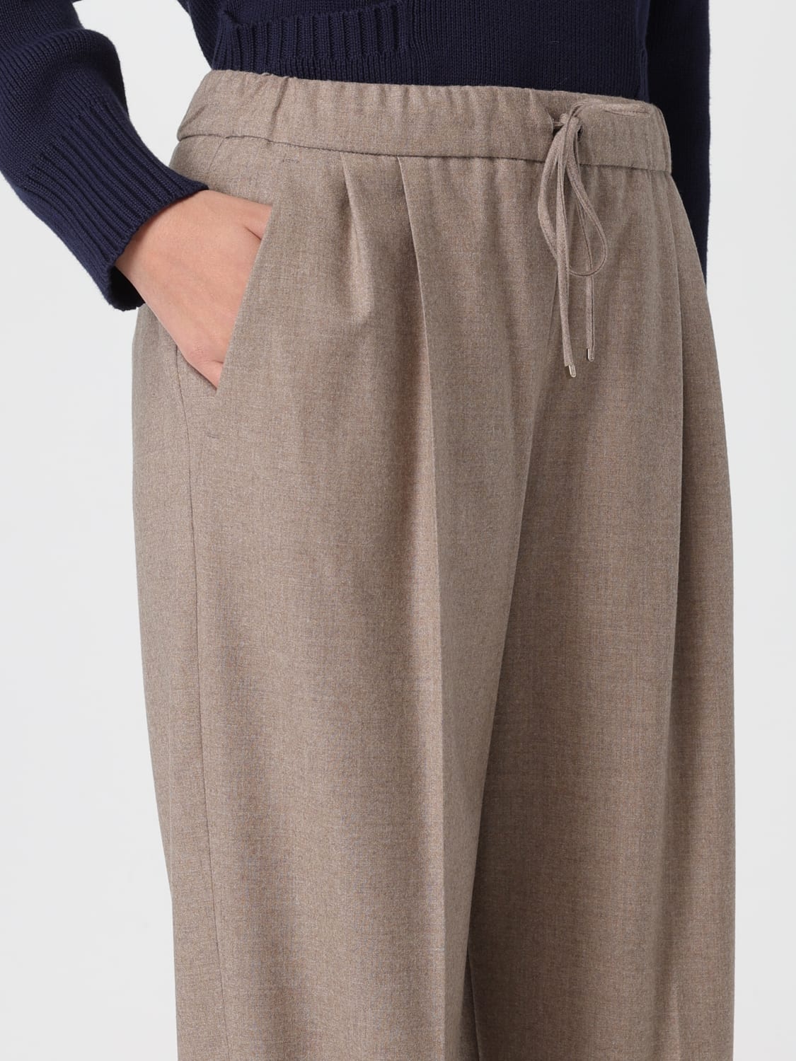 MAX MARA PANTALONI: Pantalone con coulisse Max Mara in cashmere , Kaki - Img 4