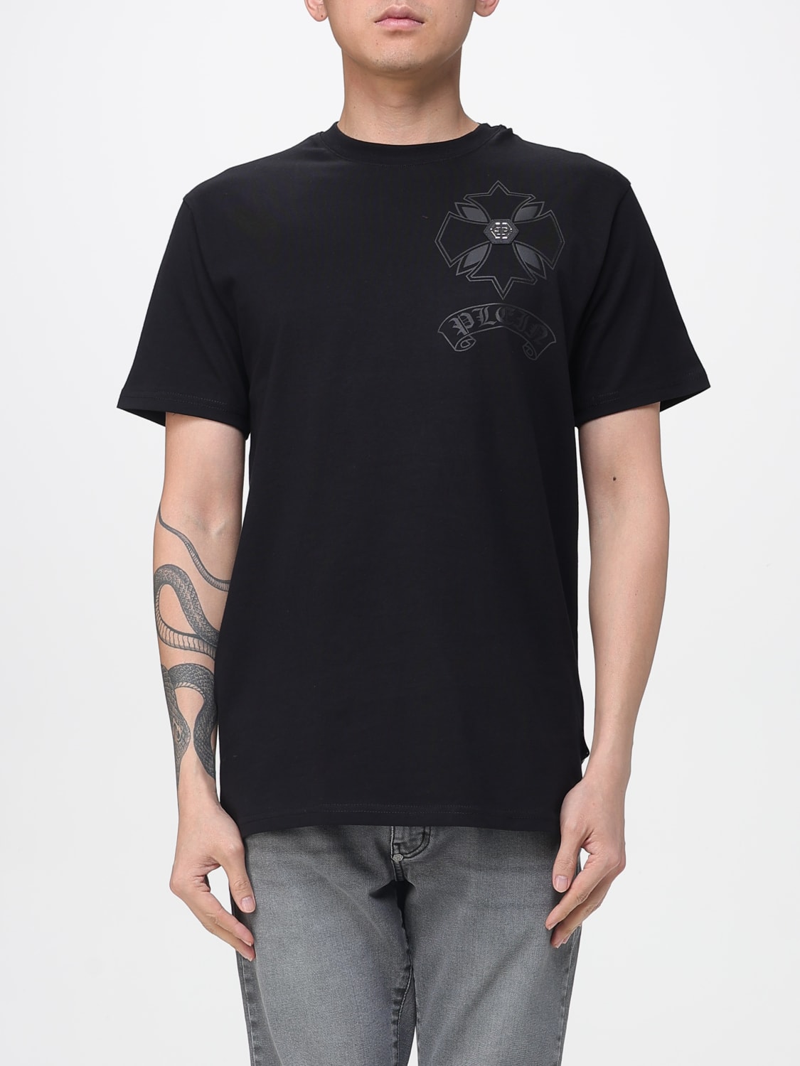 PHILIPP PLEIN T-SHIRT: T-shirt in cotone stamèata Philipp Plein, Nero - Img 1