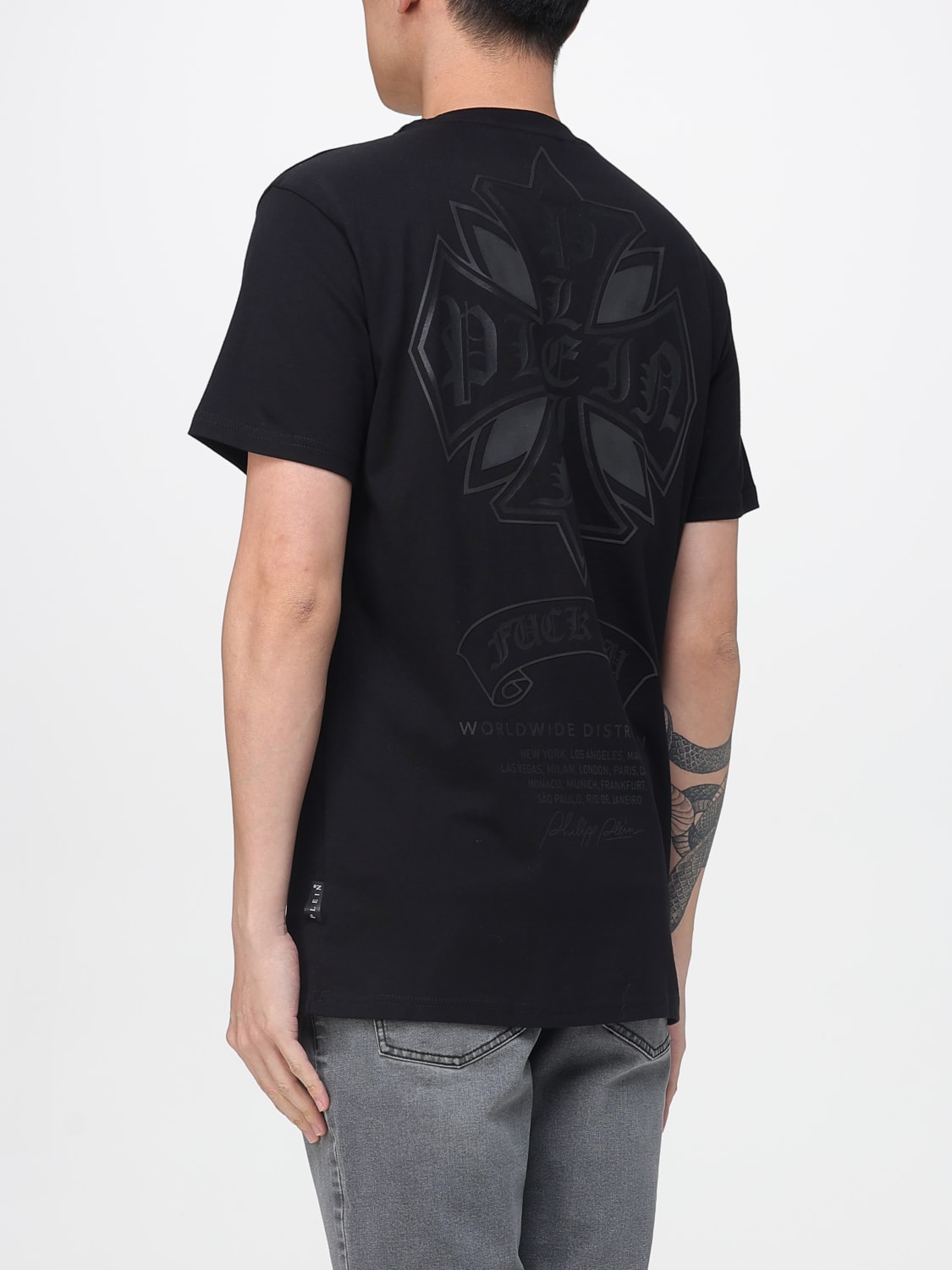 PHILIPP PLEIN T-SHIRT: T-shirt in cotone stamèata Philipp Plein, Nero - Img 2